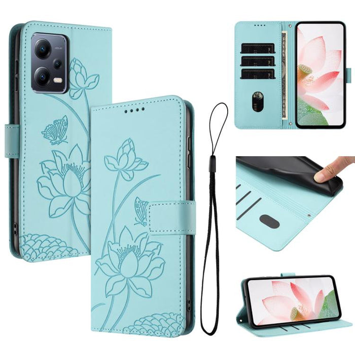 Funda para teléfono de piel con relieve de loto y cordón., For Redmi Note 13 Pro+ Global, For Redmi 12 4G/5G / Note 12R / Poco M6 Pro 5G, For Redmi Note 12 Turbo / Poco F5, For Redmi Note 12S 4G Global, For Redmi Note 12 Pro 4G Global                  ...
