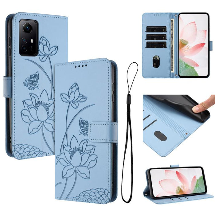 Funda para teléfono de piel con relieve de loto y cordón., For Redmi Note 13 Pro+ Global, For Redmi 12 4G/5G / Note 12R / Poco M6 Pro 5G, For Redmi Note 12 Turbo / Poco F5, For Redmi Note 12S 4G Global, For Redmi Note 12 Pro 4G Global                  ...