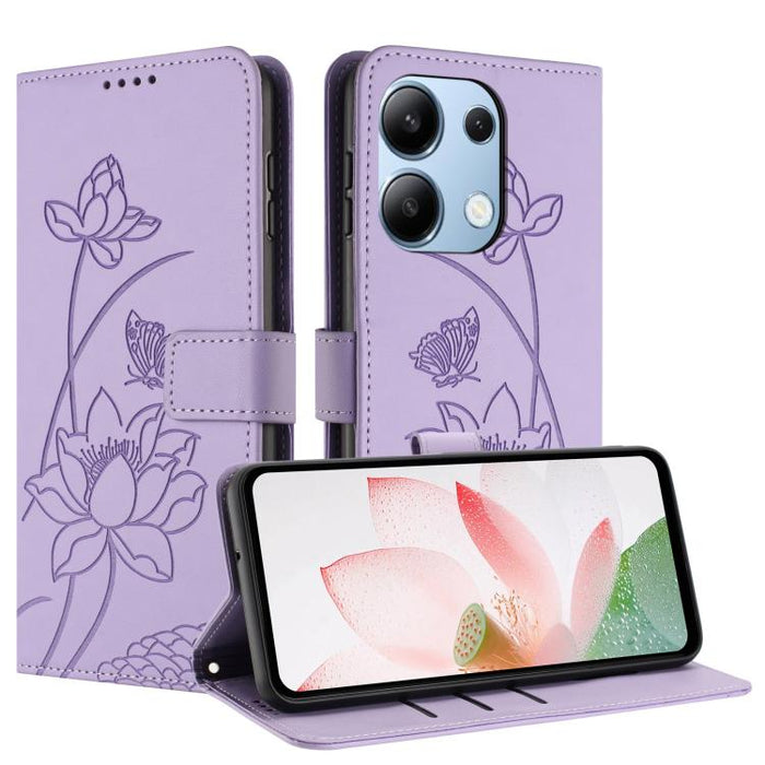 Funda para teléfono de piel con relieve de loto y cordón., For Redmi Note 13 Pro+ Global, For Redmi 12 4G/5G / Note 12R / Poco M6 Pro 5G, For Redmi Note 12 Turbo / Poco F5, For Redmi Note 12S 4G Global, For Redmi Note 12 Pro 4G Global                  ...