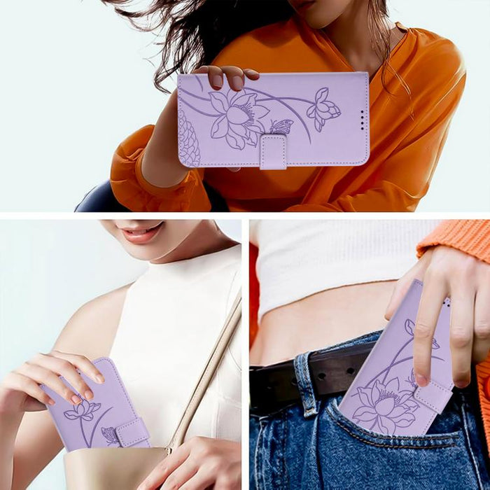 Funda para teléfono de piel con relieve de loto y cordón., For Redmi Note 13 Pro+ Global, For Redmi 12 4G/5G / Note 12R / Poco M6 Pro 5G, For Redmi Note 12 Turbo / Poco F5, For Redmi Note 12S 4G Global, For Redmi Note 12 Pro 4G Global                  ...