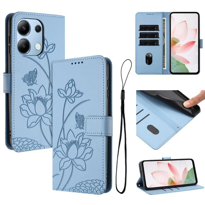 Funda para teléfono de piel con relieve de loto y cordón., For Redmi Note 13 Pro+ Global, For Redmi 12 4G/5G / Note 12R / Poco M6 Pro 5G, For Redmi Note 12 Turbo / Poco F5, For Redmi Note 12S 4G Global, For Redmi Note 12 Pro 4G Global                  ...