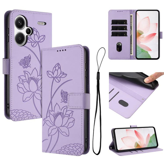 Funda para teléfono de piel con relieve de loto y cordón., For Redmi Note 13 Pro+ Global, For Redmi 12 4G/5G / Note 12R / Poco M6 Pro 5G, For Redmi Note 12 Turbo / Poco F5, For Redmi Note 12S 4G Global, For Redmi Note 12 Pro 4G Global                  ...
