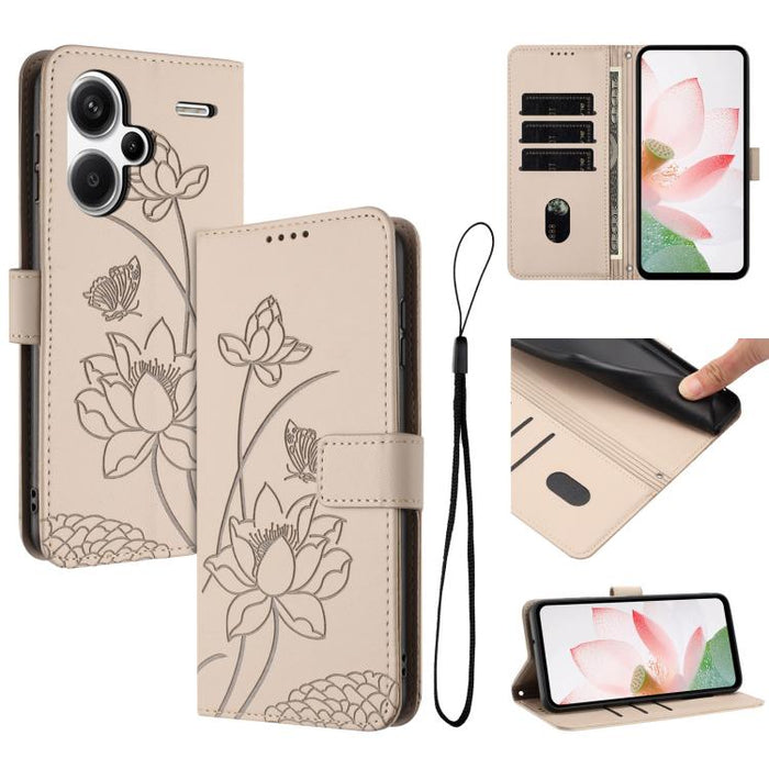 Funda para teléfono de piel con relieve de loto y cordón., For Redmi Note 13 Pro+ Global, For Redmi 12 4G/5G / Note 12R / Poco M6 Pro 5G, For Redmi Note 12 Turbo / Poco F5, For Redmi Note 12S 4G Global, For Redmi Note 12 Pro 4G Global                  ...