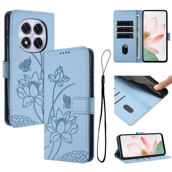 Funda para teléfono de piel con relieve de loto y cordón., For Redmi Note 13 Pro 4G / Note 14S 4G Global, For Redmi Note 14 4G EU 164.84mm, For Redmi Note 14 Pro 5G / 14 Pro+ 5G Global, For Redmi Note 14 5G Global / Poco M7 Pro 5G                      ...