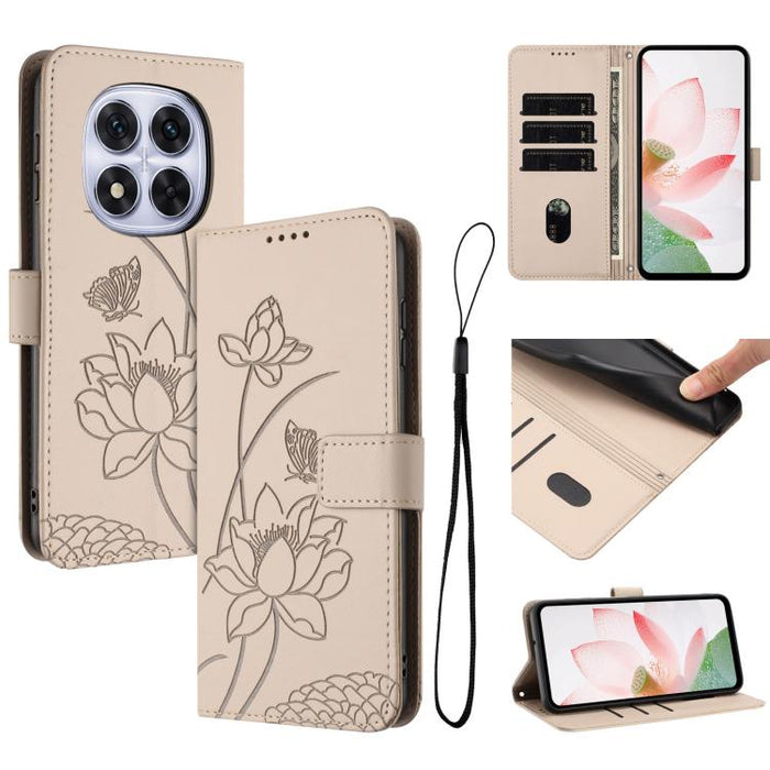 Funda para teléfono de piel con relieve de loto y cordón., For Redmi Note 13 Pro 4G / Note 14S 4G Global, For Redmi Note 14 4G EU 164.84mm, For Redmi Note 14 Pro 5G / 14 Pro+ 5G Global, For Redmi Note 14 5G Global / Poco M7 Pro 5G                      ...