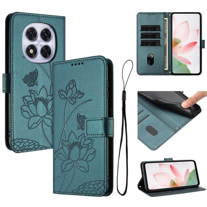 Funda para teléfono de piel con relieve de loto y cordón., For Redmi Note 13 Pro 4G / Note 14S 4G Global, For Redmi Note 14 4G EU 164.84mm, For Redmi Note 14 Pro 5G / 14 Pro+ 5G Global, For Redmi Note 14 5G Global / Poco M7 Pro 5G                      ...