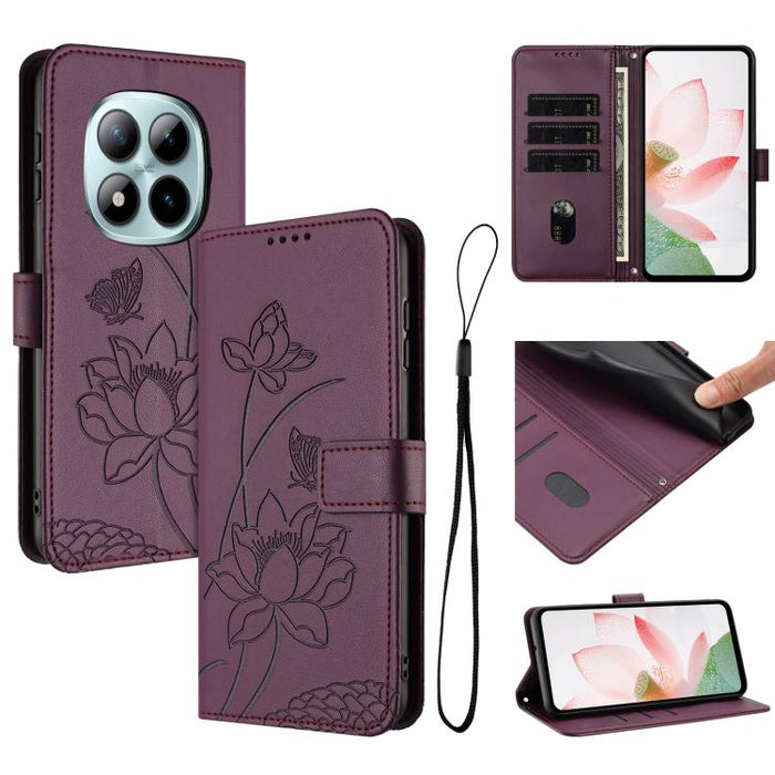 Funda para teléfono de piel con relieve de loto y cordón., For Redmi 15a 5G, For Redmi A7 Pro 4G 171mm, For Redmi Turbo 5 Max / Poco X8 Pro Max 5G, For Redmi Turbo 5 / Poco X8 Pro 5G, For Redmi Note 15 Pro+ Global 5G 163.3mm                            ...