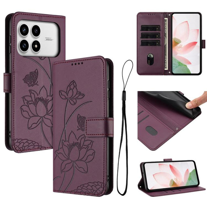 Funda para teléfono de piel con relieve de loto y cordón., For Redmi 15a 5G, For Redmi A7 Pro 4G 171mm, For Redmi Turbo 5 Max / Poco X8 Pro Max 5G, For Redmi Turbo 5 / Poco X8 Pro 5G, For Redmi Note 15 Pro+ Global 5G 163.3mm                            ...