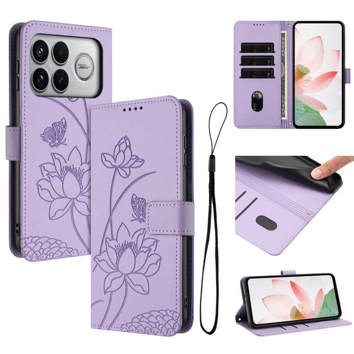 Funda para teléfono de piel con relieve de loto y cordón., For Redmi 15a 5G, For Redmi A7 Pro 4G 171mm, For Redmi Turbo 5 Max / Poco X8 Pro Max 5G, For Redmi Turbo 5 / Poco X8 Pro 5G, For Redmi Note 15 Pro+ Global 5G 163.3mm                            ...