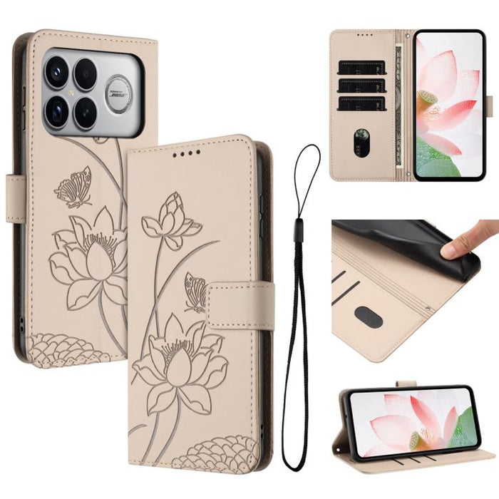Funda para teléfono de piel con relieve de loto y cordón., For Redmi 15a 5G, For Redmi A7 Pro 4G 171mm, For Redmi Turbo 5 Max / Poco X8 Pro Max 5G, For Redmi Turbo 5 / Poco X8 Pro 5G, For Redmi Note 15 Pro+ Global 5G 163.3mm                            ...