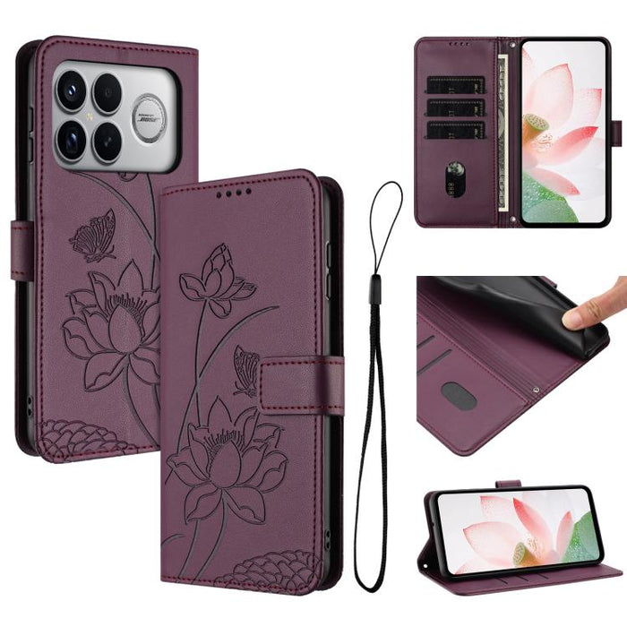 Funda para teléfono de piel con relieve de loto y cordón., For Redmi 15a 5G, For Redmi A7 Pro 4G 171mm, For Redmi Turbo 5 Max / Poco X8 Pro Max 5G, For Redmi Turbo 5 / Poco X8 Pro 5G, For Redmi Note 15 Pro+ Global 5G 163.3mm                            ...