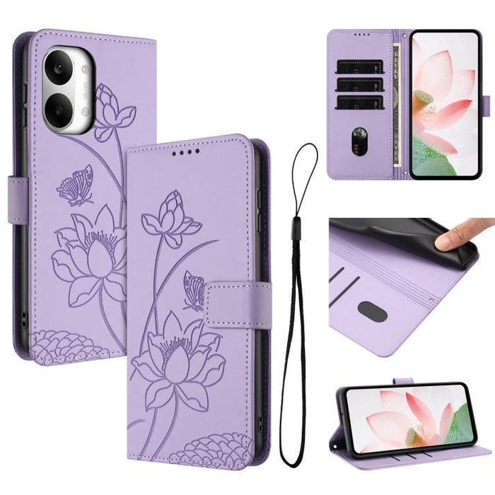 Funda para teléfono de piel con relieve de loto y cordón., For Redmi 15a 5G, For Redmi A7 Pro 4G 171mm, For Redmi Turbo 5 Max / Poco X8 Pro Max 5G, For Redmi Turbo 5 / Poco X8 Pro 5G, For Redmi Note 15 Pro+ Global 5G 163.3mm                            ...