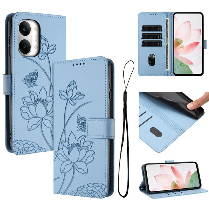 Funda para teléfono de piel con relieve de loto y cordón., For Redmi 15a 5G, For Redmi A7 Pro 4G 171mm, For Redmi Turbo 5 Max / Poco X8 Pro Max 5G, For Redmi Turbo 5 / Poco X8 Pro 5G, For Redmi Note 15 Pro+ Global 5G 163.3mm                            ...