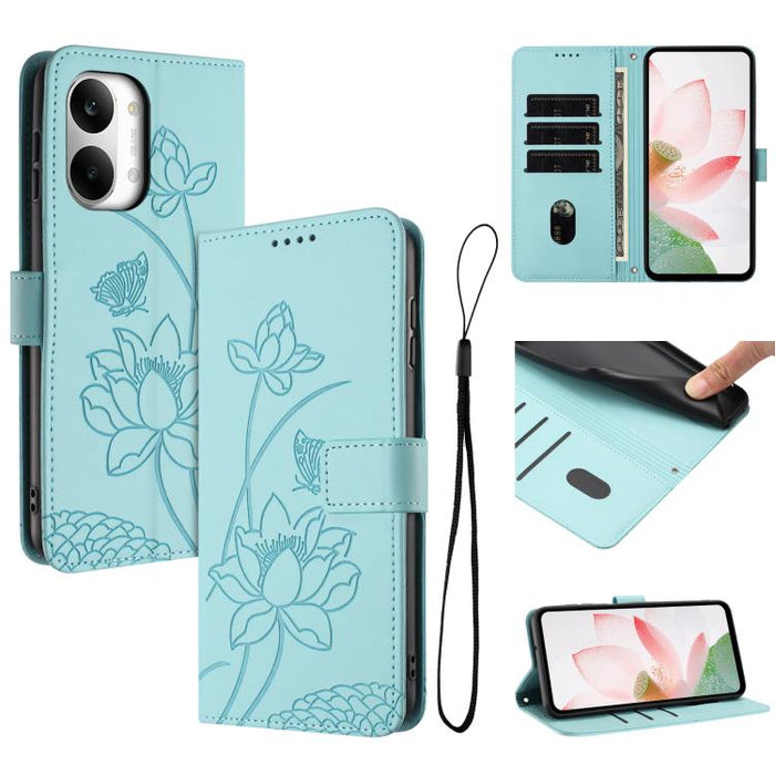 Funda para teléfono de piel con relieve de loto y cordón., For Redmi 15a 5G, For Redmi A7 Pro 4G 171mm, For Redmi Turbo 5 Max / Poco X8 Pro Max 5G, For Redmi Turbo 5 / Poco X8 Pro 5G, For Redmi Note 15 Pro+ Global 5G 163.3mm                            ...