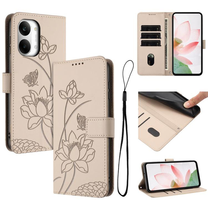 Funda para teléfono de piel con relieve de loto y cordón., For Redmi 15a 5G, For Redmi A7 Pro 4G 171mm, For Redmi Turbo 5 Max / Poco X8 Pro Max 5G, For Redmi Turbo 5 / Poco X8 Pro 5G, For Redmi Note 15 Pro+ Global 5G 163.3mm                            ...