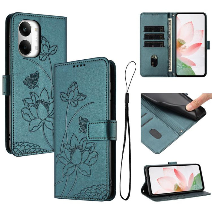 Funda para teléfono de piel con relieve de loto y cordón., For Redmi 15a 5G, For Redmi A7 Pro 4G 171mm, For Redmi Turbo 5 Max / Poco X8 Pro Max 5G, For Redmi Turbo 5 / Poco X8 Pro 5G, For Redmi Note 15 Pro+ Global 5G 163.3mm                            ...