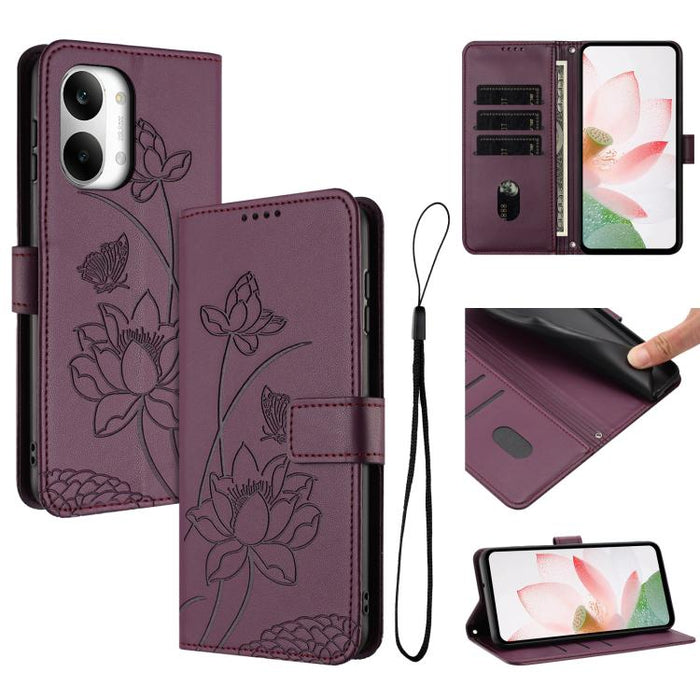 Funda para teléfono de piel con relieve de loto y cordón., For Redmi 15a 5G, For Redmi A7 Pro 4G 171mm, For Redmi Turbo 5 Max / Poco X8 Pro Max 5G, For Redmi Turbo 5 / Poco X8 Pro 5G, For Redmi Note 15 Pro+ Global 5G 163.3mm                            ...