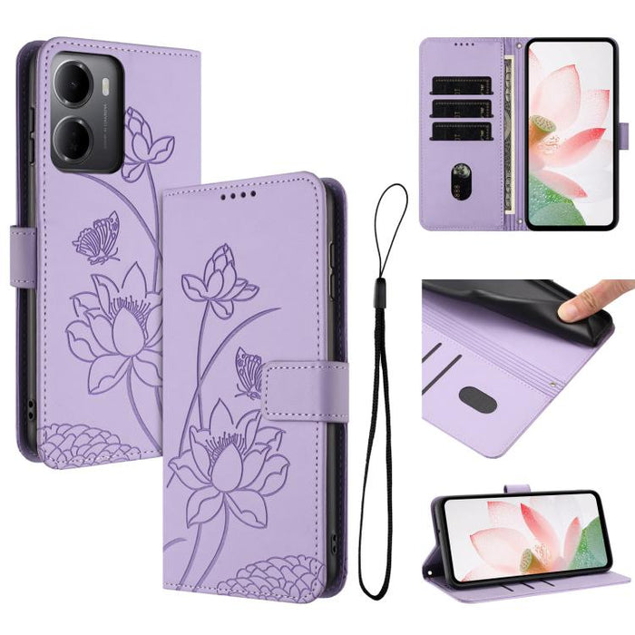 Funda para teléfono de piel con relieve de loto y cordón., For Redmi 15a 5G, For Redmi A7 Pro 4G 171mm, For Redmi Turbo 5 Max / Poco X8 Pro Max 5G, For Redmi Turbo 5 / Poco X8 Pro 5G, For Redmi Note 15 Pro+ Global 5G 163.3mm                            ...