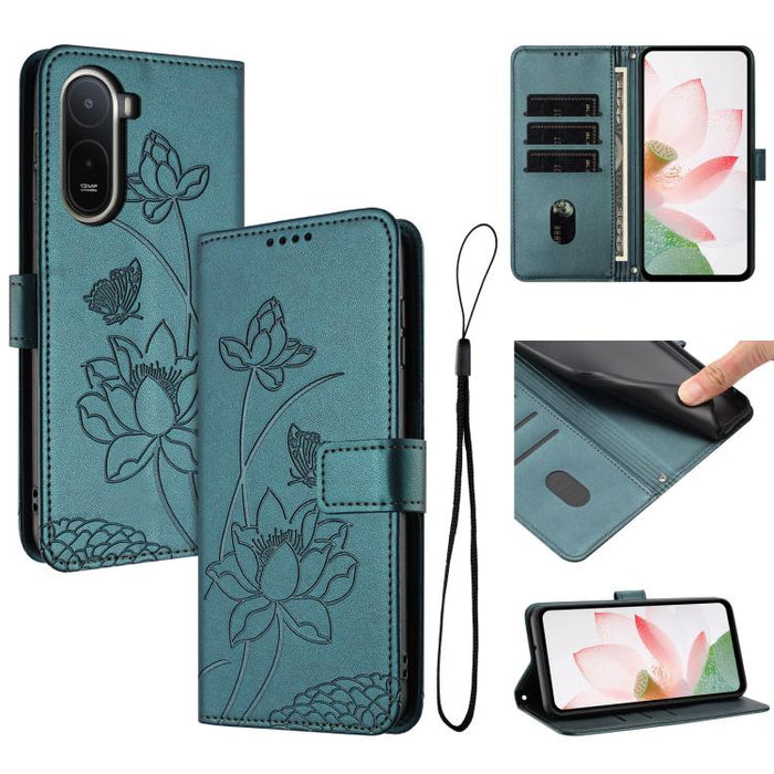 Funda para teléfono de piel con relieve de loto y cordón., For Redmi 15a 5G, For Redmi A7 Pro 4G 171mm, For Redmi Turbo 5 Max / Poco X8 Pro Max 5G, For Redmi Turbo 5 / Poco X8 Pro 5G, For Redmi Note 15 Pro+ Global 5G 163.3mm                            ...