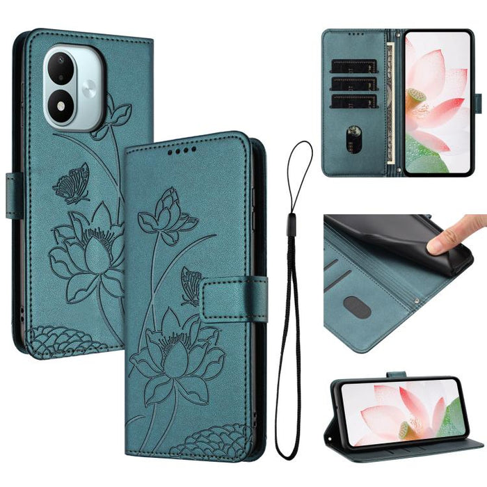 Funda para teléfono de piel con relieve de loto y cordón., For Redmi 15a 5G, For Redmi A7 Pro 4G 171mm, For Redmi Turbo 5 Max / Poco X8 Pro Max 5G, For Redmi Turbo 5 / Poco X8 Pro 5G, For Redmi Note 15 Pro+ Global 5G 163.3mm                            ...