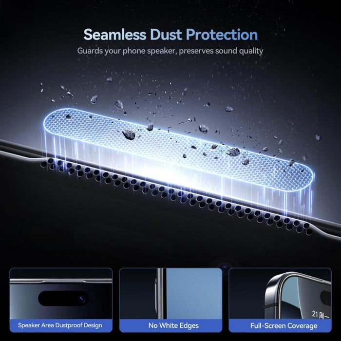 JOYROOM Knight Series 2.5D Full Screen HD Hard Anti-Scratch Tempered Glass Film, For iPhone 17 Pro Max, For iPhone 17 Pro, For iPhone 17, For iPhone Air, For iPhone 16 Pro Max, For iPhone 16 Pro, For iPhone 16 Plus, For iPhone 16
