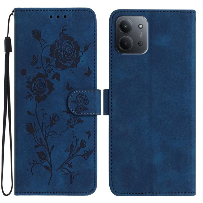 Funda de cuero para teléfono con estampado de flores de rosa en relieve, For Redmi K90 Pro Max/Poco F8 Ultra, For Redmi K90/Poco F8 Pro, For Redmi 15C 5G/4G EU 173mm/Poco C85 5G, For Redmi 15 5G / 4G EU 171mm, For Redmi 15C 5G/4G Global 171mm/Poco C85 ...