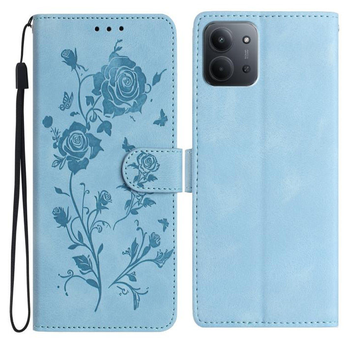 Funda de cuero para teléfono con estampado de flores de rosa en relieve, For Redmi K90 Pro Max/Poco F8 Ultra, For Redmi K90/Poco F8 Pro, For Redmi 15C 5G/4G EU 173mm/Poco C85 5G, For Redmi 15 5G / 4G EU 171mm, For Redmi 15C 5G/4G Global 171mm/Poco C85 ...
