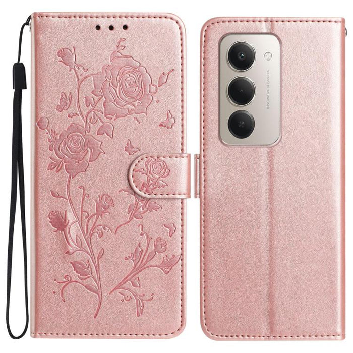 Funda de cuero para teléfono con estampado de flores de rosa en relieve, For Redmi K90 Pro Max/Poco F8 Ultra, For Redmi K90/Poco F8 Pro, For Redmi 15C 5G/4G EU 173mm/Poco C85 5G, For Redmi 15 5G / 4G EU 171mm, For Redmi 15C 5G/4G Global 171mm/Poco C85 ...