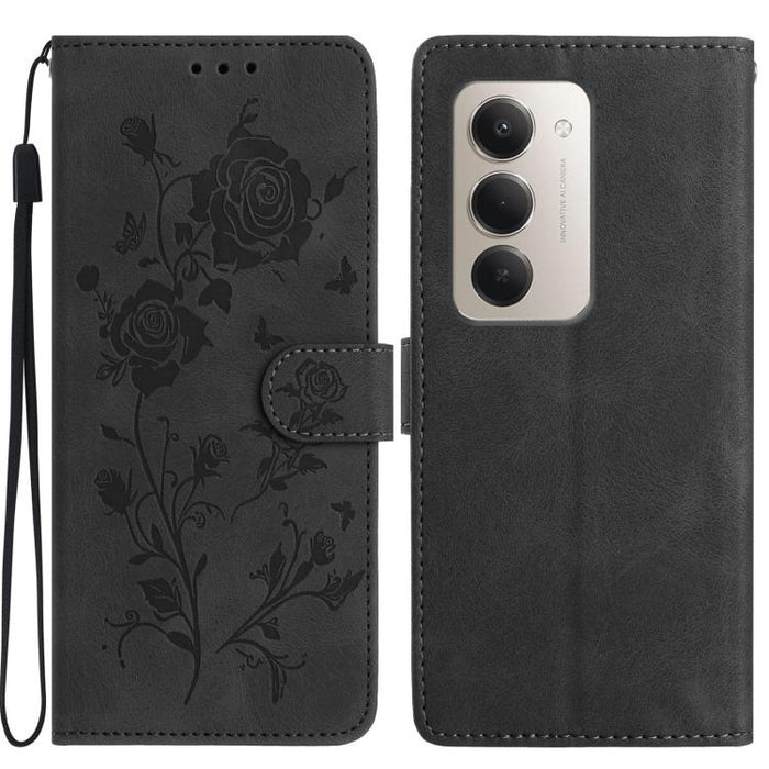 Funda de cuero para teléfono con estampado de flores de rosa en relieve, For Redmi K90 Pro Max/Poco F8 Ultra, For Redmi K90/Poco F8 Pro, For Redmi 15C 5G/4G EU 173mm/Poco C85 5G, For Redmi 15 5G / 4G EU 171mm, For Redmi 15C 5G/4G Global 171mm/Poco C85 ...