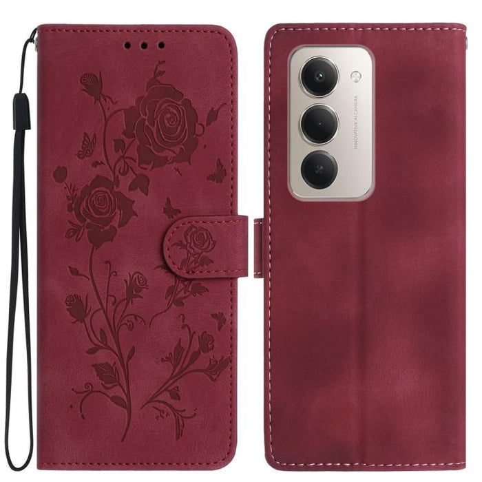 Funda de cuero para teléfono con estampado de flores de rosa en relieve, For Redmi K90 Pro Max/Poco F8 Ultra, For Redmi K90/Poco F8 Pro, For Redmi 15C 5G/4G EU 173mm/Poco C85 5G, For Redmi 15 5G / 4G EU 171mm, For Redmi 15C 5G/4G Global 171mm/Poco C85 ...
