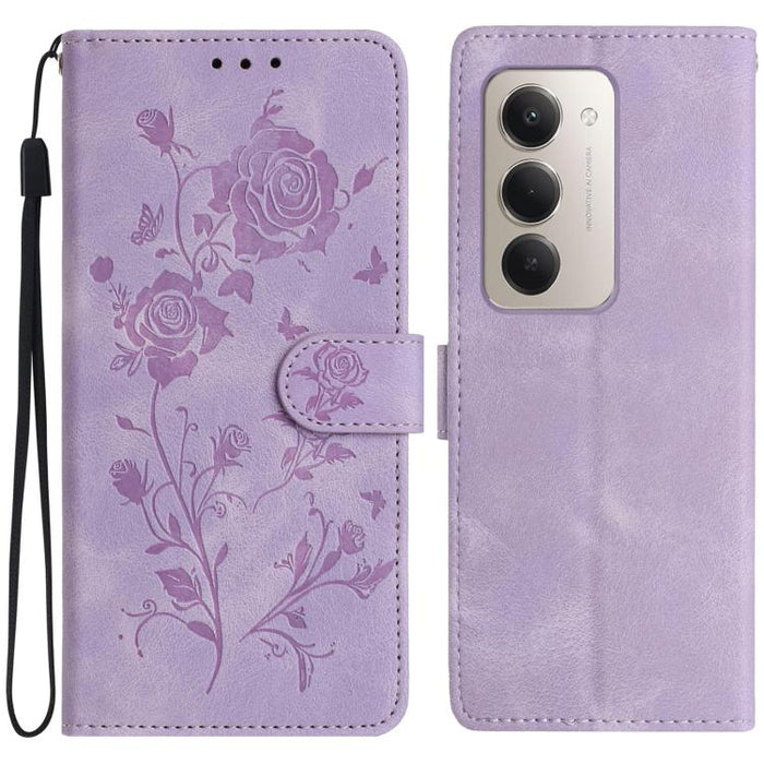 Funda de cuero para teléfono con estampado de flores de rosa en relieve, For Redmi K90 Pro Max/Poco F8 Ultra, For Redmi K90/Poco F8 Pro, For Redmi 15C 5G/4G EU 173mm/Poco C85 5G, For Redmi 15 5G / 4G EU 171mm, For Redmi 15C 5G/4G Global 171mm/Poco C85 ...