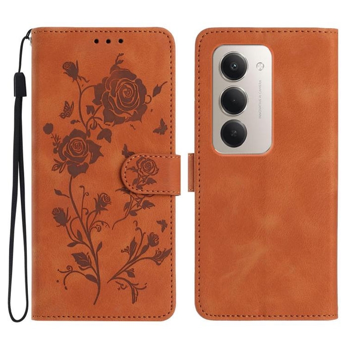 Funda de cuero para teléfono con estampado de flores de rosa en relieve, For Redmi K90 Pro Max/Poco F8 Ultra, For Redmi K90/Poco F8 Pro, For Redmi 15C 5G/4G EU 173mm/Poco C85 5G, For Redmi 15 5G / 4G EU 171mm, For Redmi 15C 5G/4G Global 171mm/Poco C85 ...