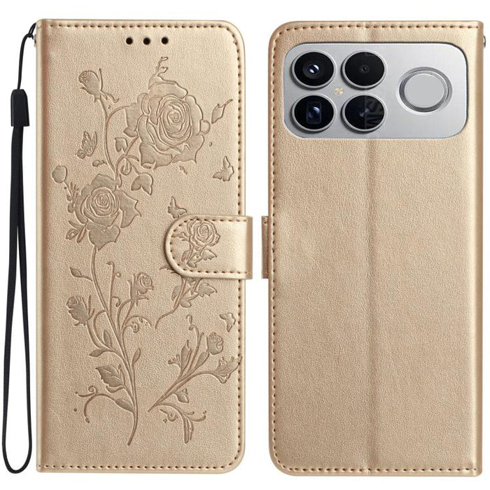 Funda de cuero para teléfono con estampado de flores de rosa en relieve, For Redmi K90 Pro Max/Poco F8 Ultra, For Redmi K90/Poco F8 Pro, For Redmi 15C 5G/4G EU 173mm/Poco C85 5G, For Redmi 15 5G / 4G EU 171mm, For Redmi 15C 5G/4G Global 171mm/Poco C85 ...