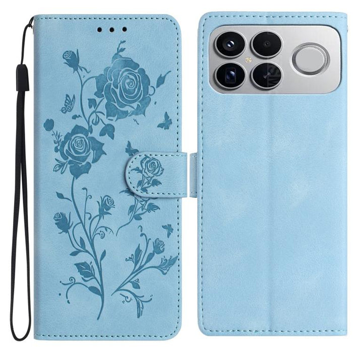 Funda de cuero para teléfono con estampado de flores de rosa en relieve, For Redmi K90 Pro Max/Poco F8 Ultra, For Redmi K90/Poco F8 Pro, For Redmi 15C 5G/4G EU 173mm/Poco C85 5G, For Redmi 15 5G / 4G EU 171mm, For Redmi 15C 5G/4G Global 171mm/Poco C85 ...