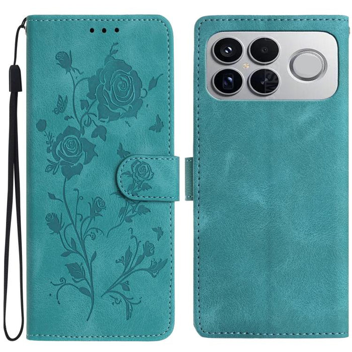 Funda de cuero para teléfono con estampado de flores de rosa en relieve, For Redmi K90 Pro Max/Poco F8 Ultra, For Redmi K90/Poco F8 Pro, For Redmi 15C 5G/4G EU 173mm/Poco C85 5G, For Redmi 15 5G / 4G EU 171mm, For Redmi 15C 5G/4G Global 171mm/Poco C85 ...
