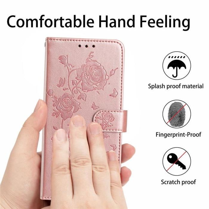 Funda de cuero para teléfono con estampado de flores de rosa en relieve, For Redmi K90 Pro Max/Poco F8 Ultra, For Redmi K90/Poco F8 Pro, For Redmi 15C 5G/4G EU 173mm/Poco C85 5G, For Redmi 15 5G / 4G EU 171mm, For Redmi 15C 5G/4G Global 171mm/Poco C85 ...