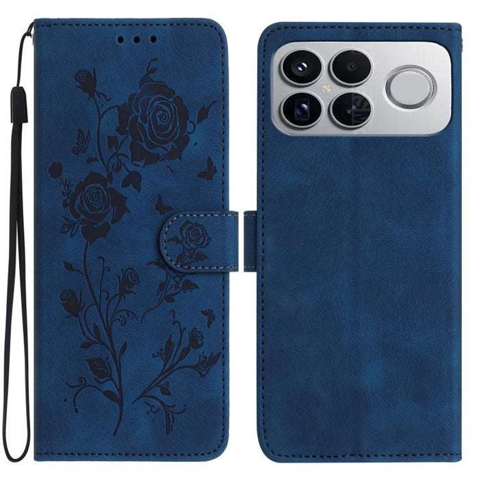 Funda de cuero para teléfono con estampado de flores de rosa en relieve, For Redmi K90 Pro Max/Poco F8 Ultra, For Redmi K90/Poco F8 Pro, For Redmi 15C 5G/4G EU 173mm/Poco C85 5G, For Redmi 15 5G / 4G EU 171mm, For Redmi 15C 5G/4G Global 171mm/Poco C85 ...