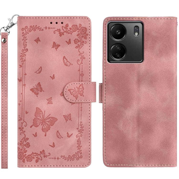 Funda de cuero para teléfono con estampado de mariposas de Jardín Secreto, For Redmi 14C 4G, For Redmi A3, For Redmi 13C 4G Global