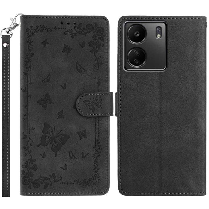 Funda de cuero para teléfono con estampado de mariposas de Jardín Secreto, For Redmi 14C 4G, For Redmi A3, For Redmi 13C 4G Global