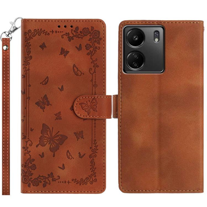 Funda de cuero para teléfono con estampado de mariposas de Jardín Secreto, For Redmi 14C 4G, For Redmi A3, For Redmi 13C 4G Global