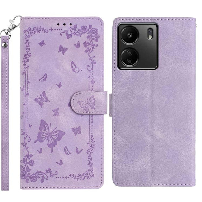 Funda de cuero para teléfono con estampado de mariposas de Jardín Secreto, For Redmi 14C 4G, For Redmi A3, For Redmi 13C 4G Global