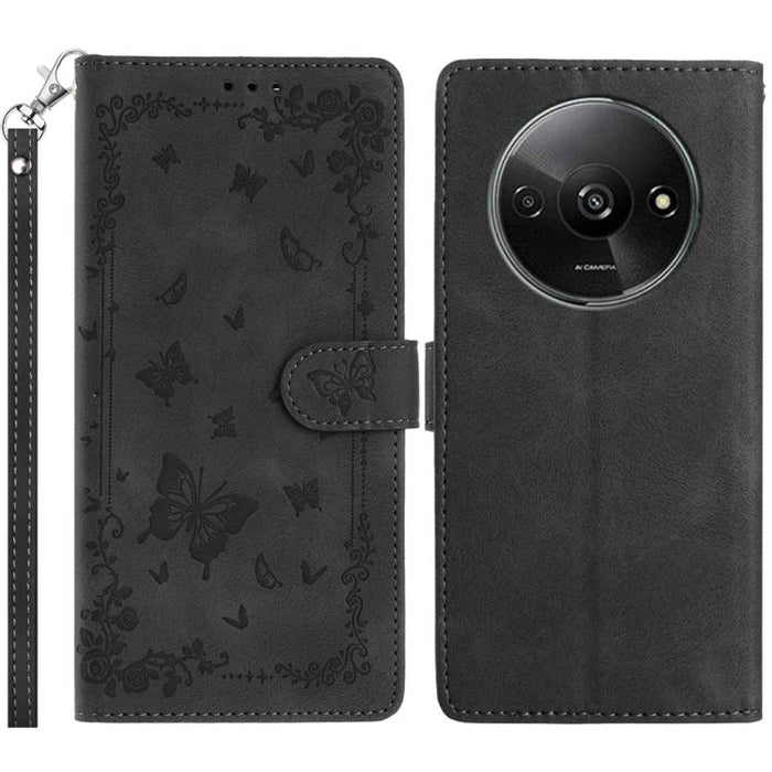 Funda de cuero para teléfono con estampado de mariposas de Jardín Secreto, For Redmi 14C 4G, For Redmi A3, For Redmi 13C 4G Global