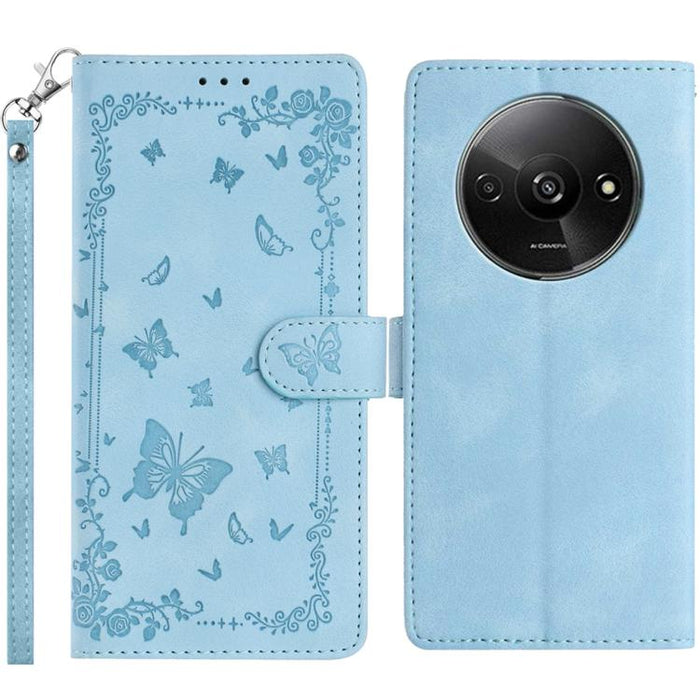 Funda de cuero para teléfono con estampado de mariposas de Jardín Secreto, For Redmi 14C 4G, For Redmi A3, For Redmi 13C 4G Global