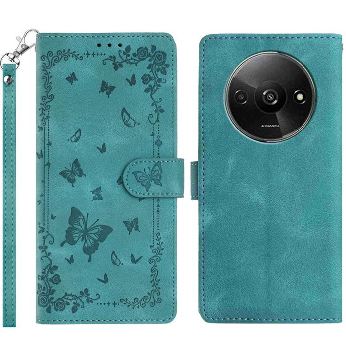 Funda de cuero para teléfono con estampado de mariposas de Jardín Secreto, For Redmi 14C 4G, For Redmi A3, For Redmi 13C 4G Global