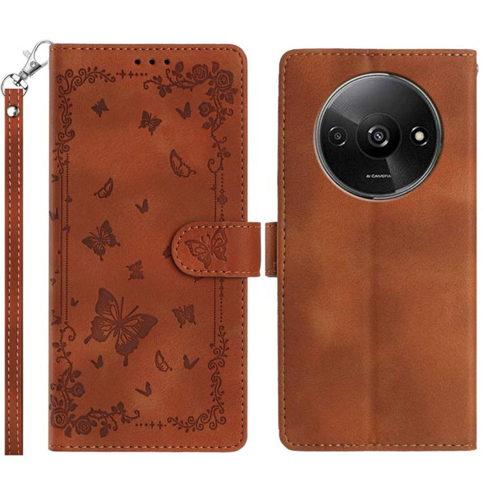 Funda de cuero para teléfono con estampado de mariposas de Jardín Secreto, For Redmi 14C 4G, For Redmi A3, For Redmi 13C 4G Global