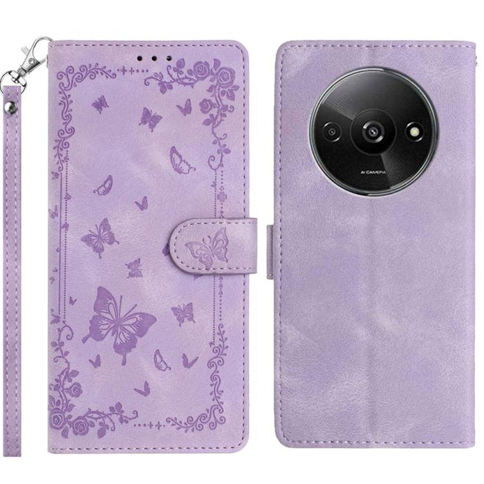 Funda de cuero para teléfono con estampado de mariposas de Jardín Secreto, For Redmi 14C 4G, For Redmi A3, For Redmi 13C 4G Global