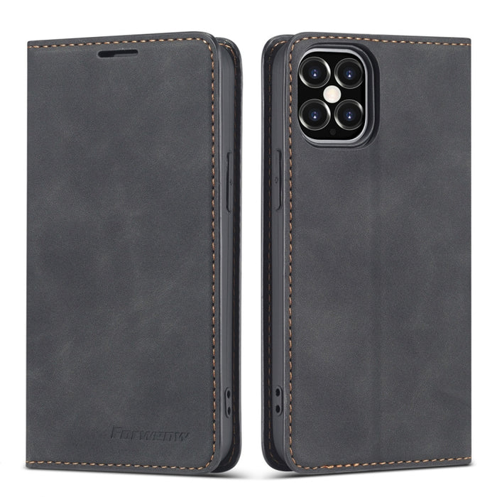 Forwenw Dream Series Estuche de cuero con tapa horizontal y borde de aceite magnético con soporte y ranura para tarjeta y marco de fotos y billetera, For iPhone 12 mini, For iPhone 12 / 12 Pro, For iPhone 12 Pro Max, For Samsung Galaxy S20 FE