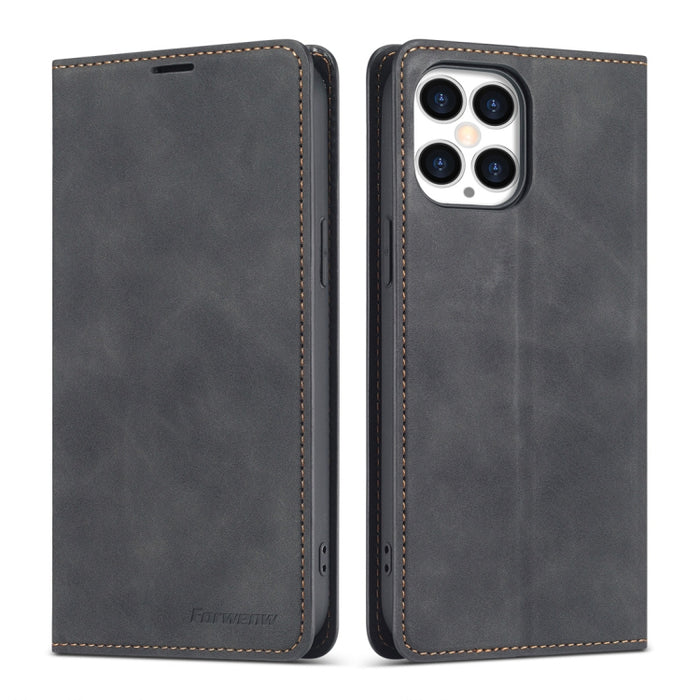 Forwenw Dream Series Estuche de cuero con tapa horizontal y borde de aceite magnético con soporte y ranura para tarjeta y marco de fotos y billetera, For iPhone 12 mini, For iPhone 12 / 12 Pro, For iPhone 12 Pro Max, For Samsung Galaxy S20 FE