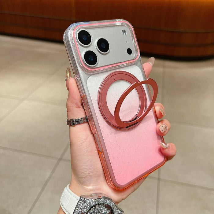 Transparent Gradient 360 Degree Rotation Holder MagSafe Phone Case, For iPhone 17 Pro Max, For iPhone 17 Pro, For iPhone 17, For iPhone Air, For iPhone 16 Pro Max, For iPhone 16 Pro, For iPhone 16 Plus, For iPhone 16