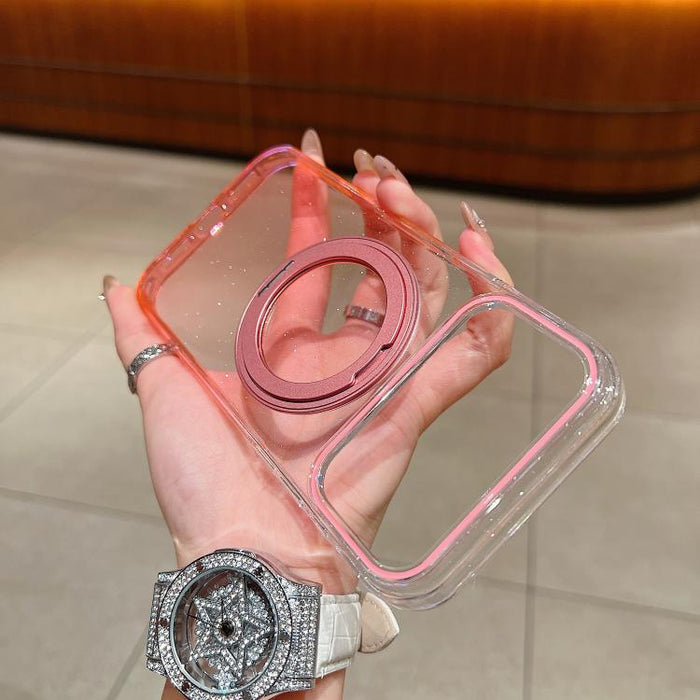Transparent Gradient 360 Degree Rotation Holder MagSafe Phone Case, For iPhone 17 Pro Max, For iPhone 17 Pro, For iPhone 17, For iPhone Air, For iPhone 16 Pro Max, For iPhone 16 Pro, For iPhone 16 Plus, For iPhone 16